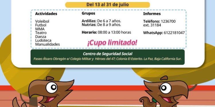 INVITA IMSS BAJA CALIFORNIA SUR A PARTICIPAR EN CURSO VACACIONAL RECREATIVO 2026