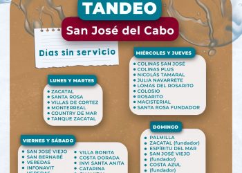 INFORMA OOMSAPAS CALENDARIO DE TANDEO PARA MEJORAR DISTRIBUCIÓN DE AGUA EN SAN JOSÉ DEL CABO