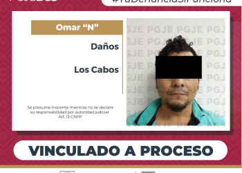 LOGRA PGJE VINCULACIÓN A PROCESO DE IMPUTADO POR DAÑOS A ESTABLECIMIENTO COMERCIAL EN SAN JOSÉ DEL CABO