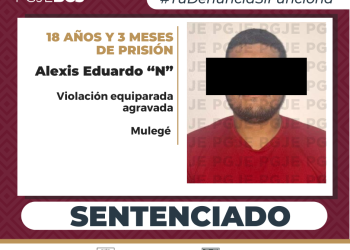 OBTIENE PGJE 18 AÑOS 3 MESES DE PRISIÓN PARA ALEXIS EDUARDO “N” CULPABLE DE VIOLACIÓN EQUIPARADA AGRAVADA