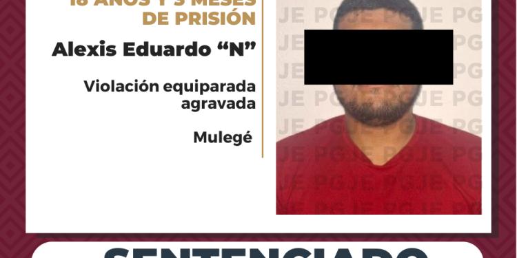 OBTIENE PGJE 18 AÑOS 3 MESES DE PRISIÓN PARA ALEXIS EDUARDO “N” CULPABLE DE VIOLACIÓN EQUIPARADA AGRAVADA
