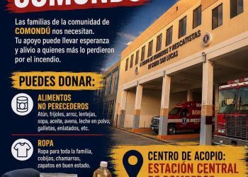 BOMBEROS DE CABO SAN LUCAS ENVÍA 3 VEHÍCULOS CON EQUIPO Y 9 ELEMENTOS OPERATIVOS PARA APOYAR EN LA EMERGENCIA EN COMONDÚ