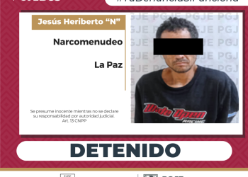 ATIENDE PGJE DENUNCIAS ANÓNIMAS Y DETIENE A HOMBRE CON MIL 500 DOSIS DE CRISTAL EN LA PAZ