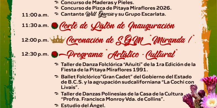 FIESTA DE LA PITAYA 2026 OFRECERÁ DÍAS DE ACTIVIDADES CULTURALES, ARTÍSTICAS Y TRADICIONALES EN MIRAFLORES