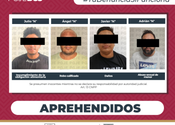 APREHENDE PGJE A 4 HOMBRES POR DIVERSOS DELITOS