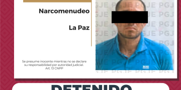 ATIENDE PGJE DENUNCIAS ANÓNIMAS Y DETIENE A HOMBRE CON MIL 750 DOSIS DE CRISTAL EN LA PAZ