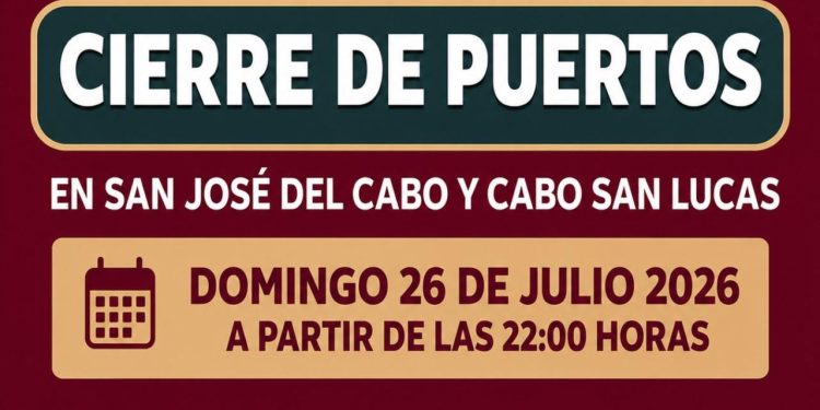 ANUNCIAN CIERRE DE PUERTO EN LOS CABOS A PARTIR DE LAS 22:00 HORAS POR EFECTOS DEL HURACÁN GENEVIEVE