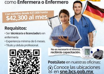 SERVICIO NACIONAL DE EMPLEO DE BCS OFRECE VACANTES DE ENFERMERÍA EN ALEMANIA