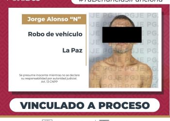 OBTIENE PGJE VINCULACIÓN A PROCESO CONTRA IMPUTADO POR ROBO DE VEHÍCULO EN LA PAZ