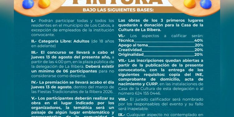 INVITAN A PARTICIPAR EN CONCURSO DE FOTOGRAFÍA, CANTO Y PINTURA DE LAS FIESTAS TRADICIONALES LA RIBERA 2026. 