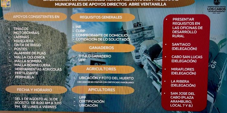 MANTIENE AYUNTAMIENTO DE LOS CABOS. PROGRAMA DE APOYO PARA AGRICULTORES, GANADEROS Y APICULTORES.