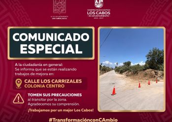REALIZA OBRAS PÚBLICAS TRABAJOS DE REHABILITACIÓN EN LA CALLE LOS CARRIZALES  DE SAN JOSÉ DEL CABO