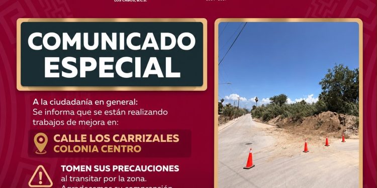 REALIZA OBRAS PÚBLICAS TRABAJOS DE REHABILITACIÓN EN LA CALLE LOS CARRIZALES  DE SAN JOSÉ DEL CABO