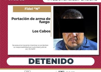 PGJE Y POLICÍA MUNICIPAL DETIENEN A UN HOMBRE EN  CABO SAN LUCAS POR PORTACIÓN DE ARMA DE FUEGO  EN PRONTA RESPUESTA Y ACCIÓN COORDINADA