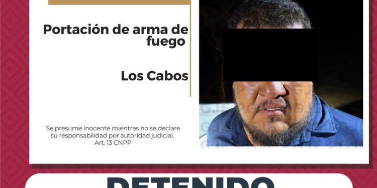 PGJE Y POLICÍA MUNICIPAL DETIENEN A UN HOMBRE EN  CABO SAN LUCAS POR PORTACIÓN DE ARMA DE FUEGO  EN PRONTA RESPUESTA Y ACCIÓN COORDINADA