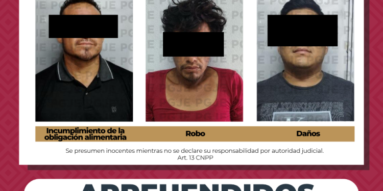 APREHENDE PGJE A 3 PERSONAS POR DIVERSOS DELITOS