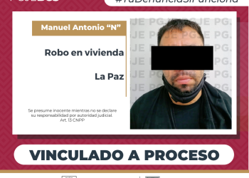 INICIA PGJE PROCESO PENAL CONTRA UN HOMBRE POR ROBO EN VIVIENDA EN LA PAZ