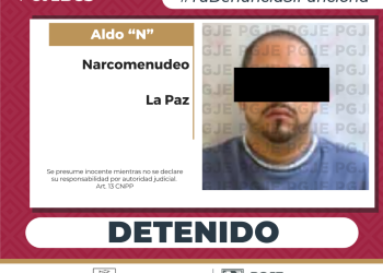 DETIENE PGJE A UN HOMBRE Y ASEGURA 2 MIL 500 DOSIS DE METANFETAMINA DURANTE CATEO EN LA PAZ