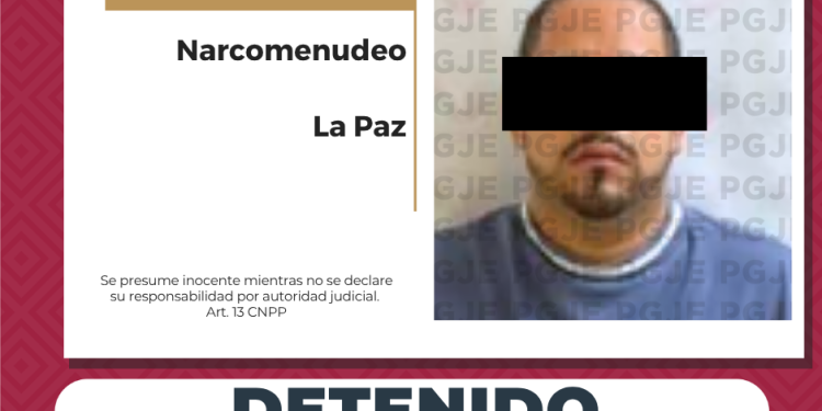 DETIENE PGJE A UN HOMBRE Y ASEGURA 2 MIL 500 DOSIS DE METANFETAMINA DURANTE CATEO EN LA PAZ