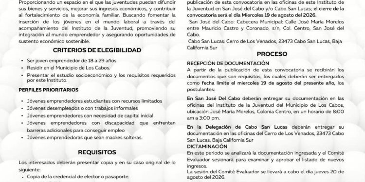 AMPLÍAN PERIODO DE REGISTRO PARA PARTICIPAR EN LA CUARTA EDICIÓN DEL BAZAR JUVENIL EN LOS CABOS
