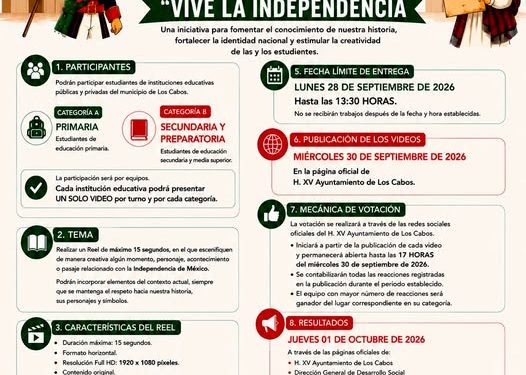 AYUNTAMIENTO DE LOS CABOS CONVOCA AL CONCURSO DE REELS HISTÓRICOS “MÉXICO EN 15 SEGUNDOS”