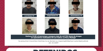ASEGURA PGJE MÁS DE 1 MIL 700 DOSIS DE DROGA Y DETIENE A SEIS PERSONAS EN OPERATIVOS CONTRA EL NARCOMENUDEO EN BCS