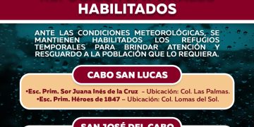 MANTIENE XV AYUNTAMIENTO DE LOS CABOS CUATRO REFUGIOS TEMPORALES HABILITADOS ANTE PRONÓSTICO DE LLUVIAS