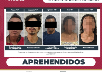 APREHENDE PGJE A 5 PERSONAS POR DIVERSOS DELITOS