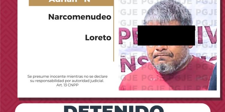ASEGURA PGJE A UN HOMBRE Y CASI MIL DOSIS DE DROGA MEDIANTE CATEO EN UN DOMICILIO EN LORETO