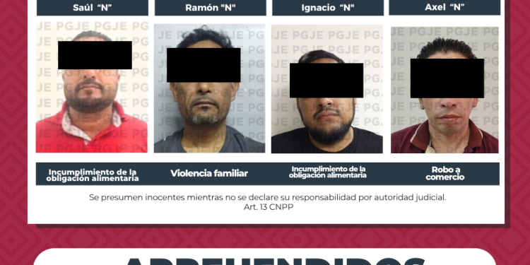 APREHENDE PGJE A 4 HOMBRES POR DIVERSOS DELITOS