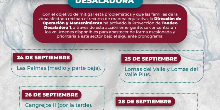 IMPLEMENTA OOMSAPAS LOS CABOS PROGRAMA EMERGENTE DE TANDEO A COLONIAS QUE SON ABASTECIDAS POR LA DESALADORA 1