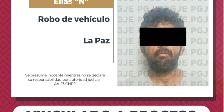 INICIA PGJE PROCESO PENAL CONTRA IMPUTADO POR ROBO DE VEHÍCULO CON VIOLENCIA EN LA PAZ Y QUEDA EN PRISIÓN