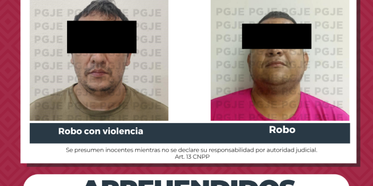 APREHENDE PGJE A DOS PERSONAS POR DIVERSOS DELITOS