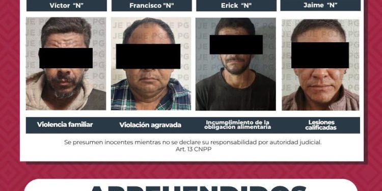 PGJE APREHENDE A CUATRO IMPUTADOS POR DIVERSOS DELITOS EN LOS CABOS Y COMONDÚ